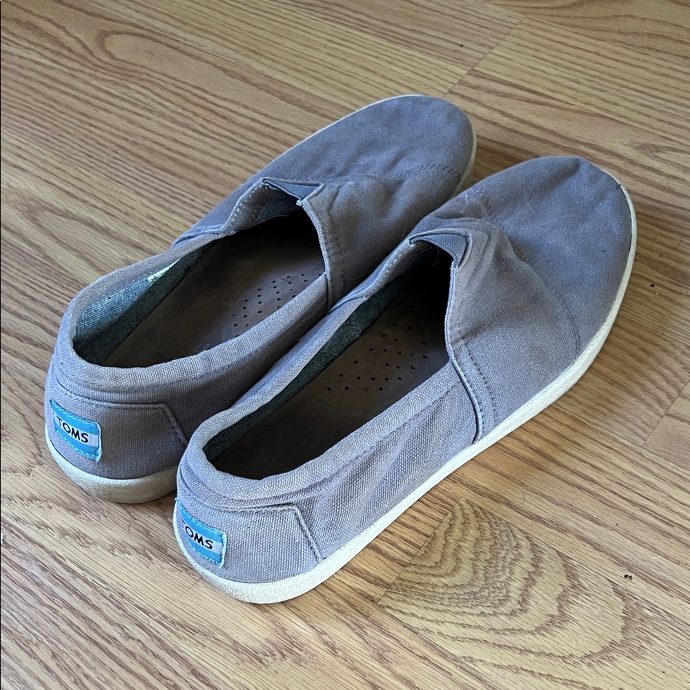TOMS Slip-On Canvas Shoes in Taupe with White Sole